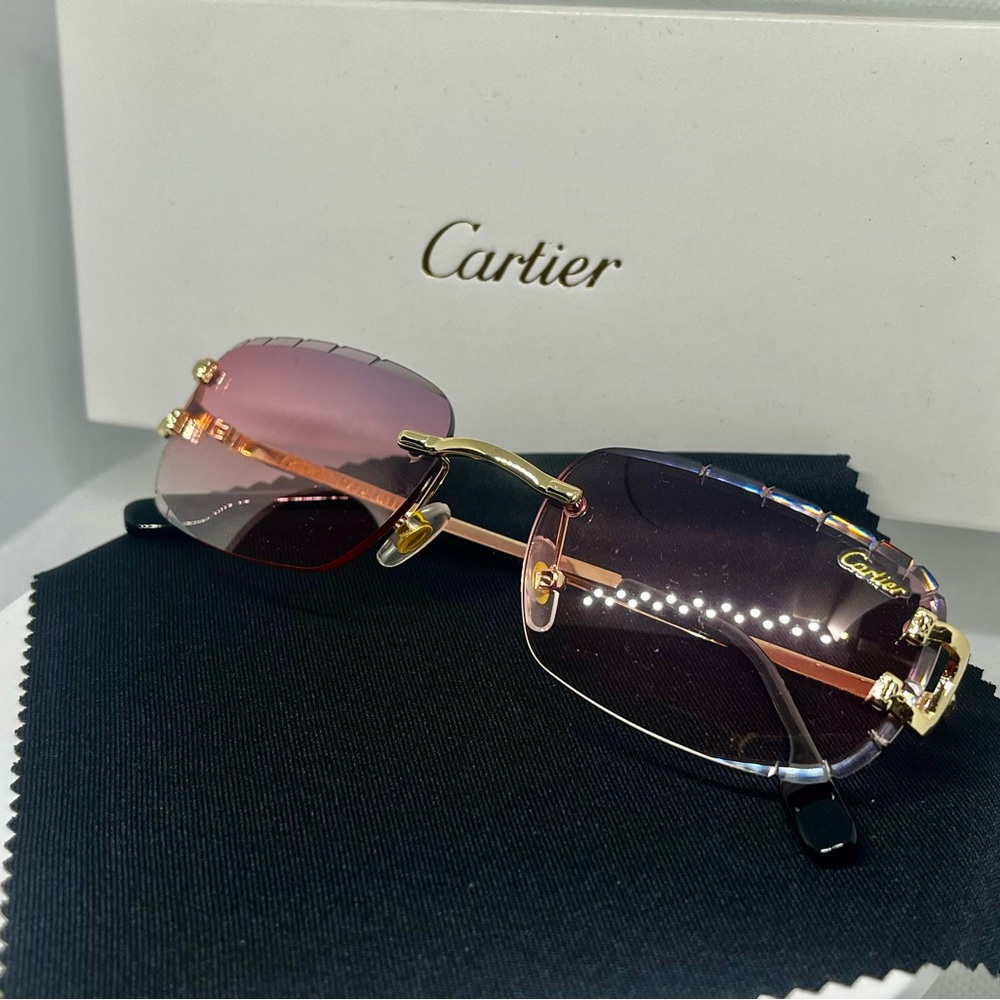 Cartier Women's Sunglasses - Gold and Pink Gradient